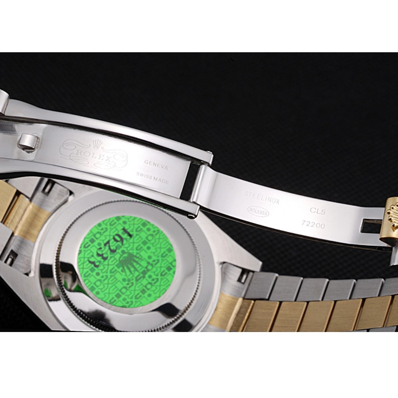 Aaa replica watch 18k Gold Steel Dial Day-Date Stainless Plated Gold Two Rolex Tone 0604
